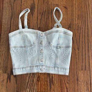 Vibrant Women’s Denim Bustier Crop Top Tank Top Summer Size Small